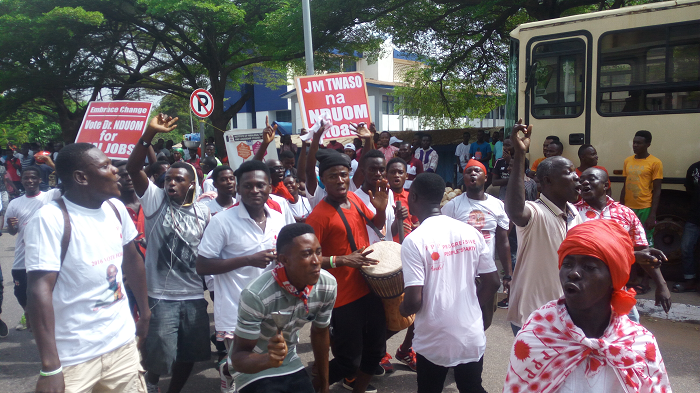  Some supporters of the PPP on the court premises yesterday. Picture: Emmanuel Ebo Hawkson